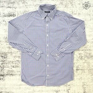 Tailorbyrd Collection Gingham Button Down Shirt Medium Blue Pink